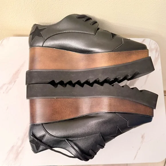 Stella MaCartney Black Elyse Star Platform Sneaker, Size 37 (7), EUC - Picture 3 of 12